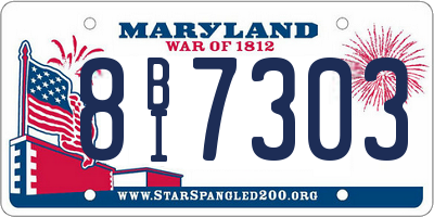MD license plate 8BI7303