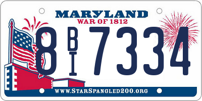 MD license plate 8BI7334
