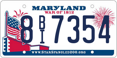 MD license plate 8BI7354