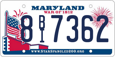 MD license plate 8BI7362
