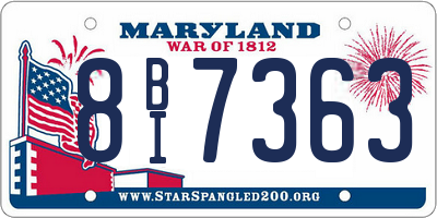 MD license plate 8BI7363