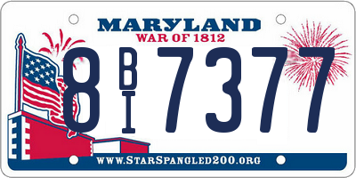 MD license plate 8BI7377