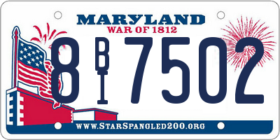 MD license plate 8BI7502