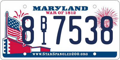 MD license plate 8BI7538