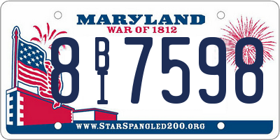 MD license plate 8BI7598