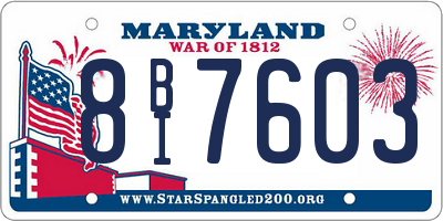 MD license plate 8BI7603