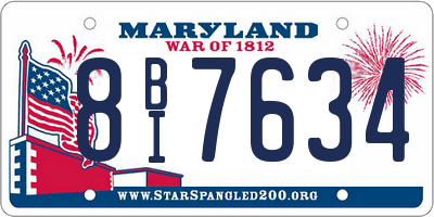 MD license plate 8BI7634