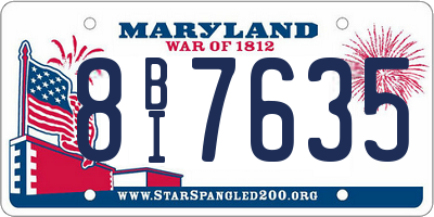MD license plate 8BI7635