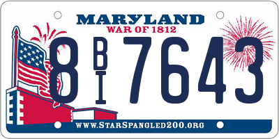 MD license plate 8BI7643