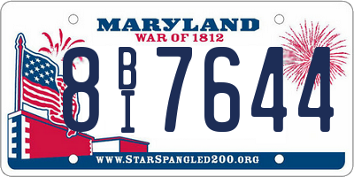 MD license plate 8BI7644