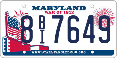 MD license plate 8BI7649