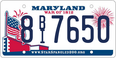 MD license plate 8BI7650