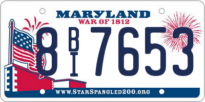 MD license plate 8BI7653