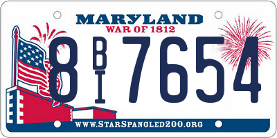 MD license plate 8BI7654