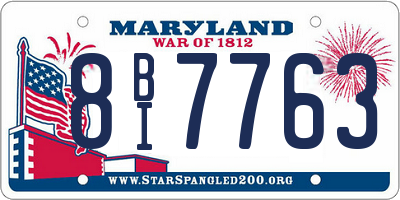 MD license plate 8BI7763