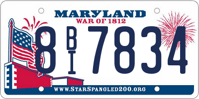 MD license plate 8BI7834