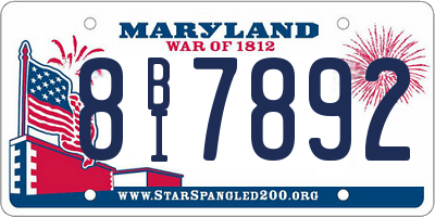 MD license plate 8BI7892