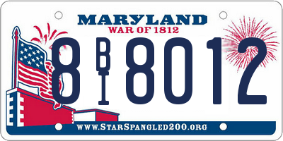MD license plate 8BI8012