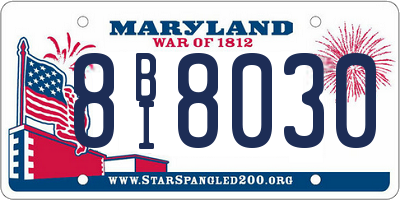 MD license plate 8BI8030
