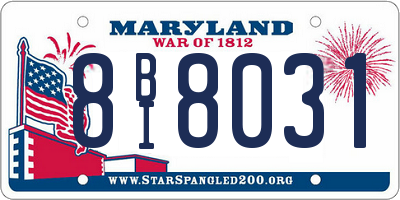 MD license plate 8BI8031