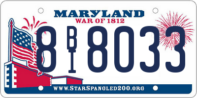 MD license plate 8BI8033