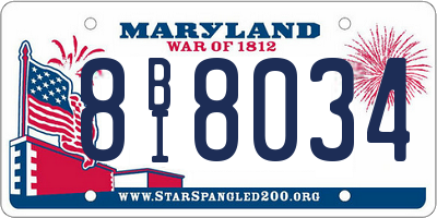 MD license plate 8BI8034