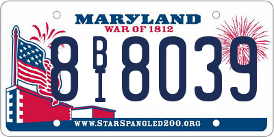 MD license plate 8BI8039