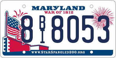MD license plate 8BI8053