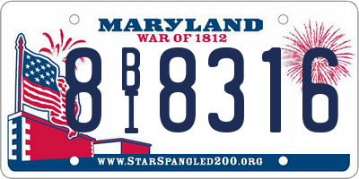 MD license plate 8BI8316