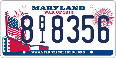 MD license plate 8BI8356