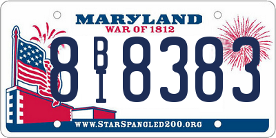 MD license plate 8BI8383