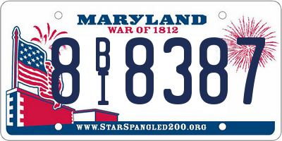 MD license plate 8BI8387
