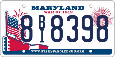 MD license plate 8BI8398