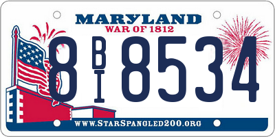 MD license plate 8BI8534