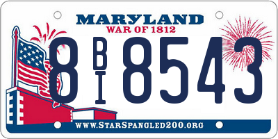 MD license plate 8BI8543