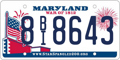 MD license plate 8BI8643