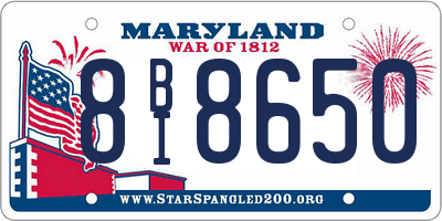 MD license plate 8BI8650