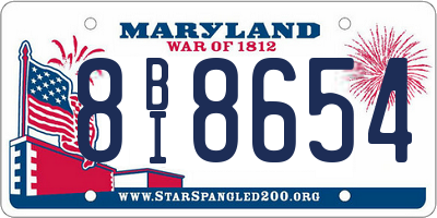 MD license plate 8BI8654