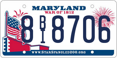 MD license plate 8BI8706