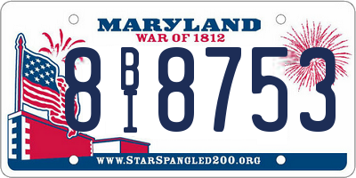MD license plate 8BI8753