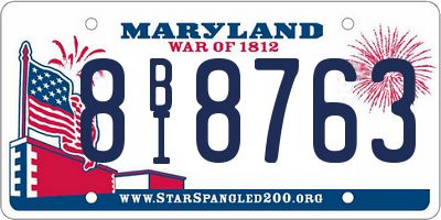 MD license plate 8BI8763