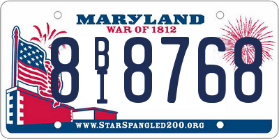 MD license plate 8BI8768