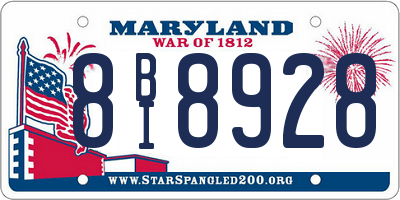 MD license plate 8BI8928