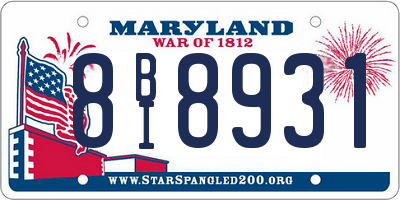 MD license plate 8BI8931