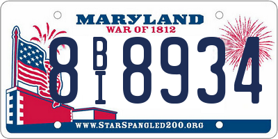 MD license plate 8BI8934