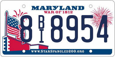 MD license plate 8BI8954
