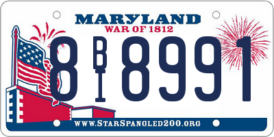 MD license plate 8BI8991