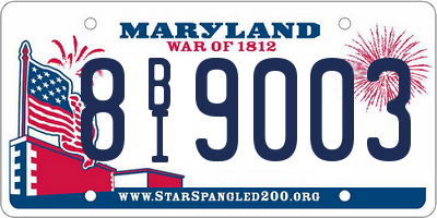 MD license plate 8BI9003