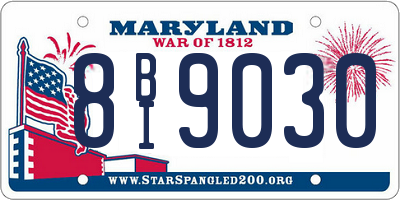 MD license plate 8BI9030