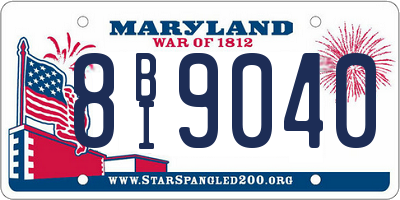 MD license plate 8BI9040